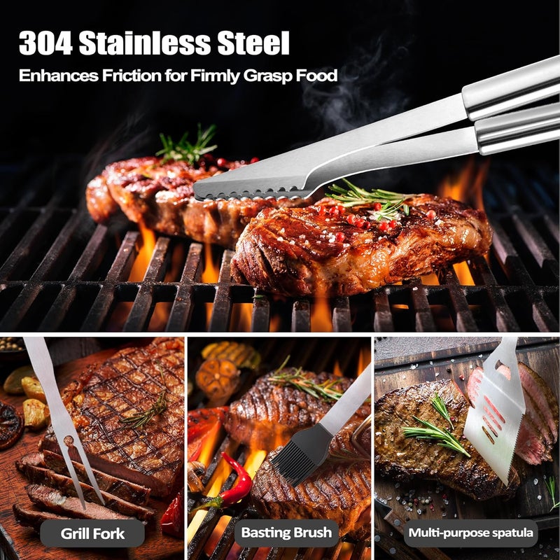 LEWARAN Grandpa Gifts from Grandkids, Gifts for Grandpa Christmas, Grilling Accessories, Heavy Duty Stainless Steel Grill Set BBQ Grill Tools for Outdoor Grill with Aluminum Case, Camping Grill Utensils Set - Image 5